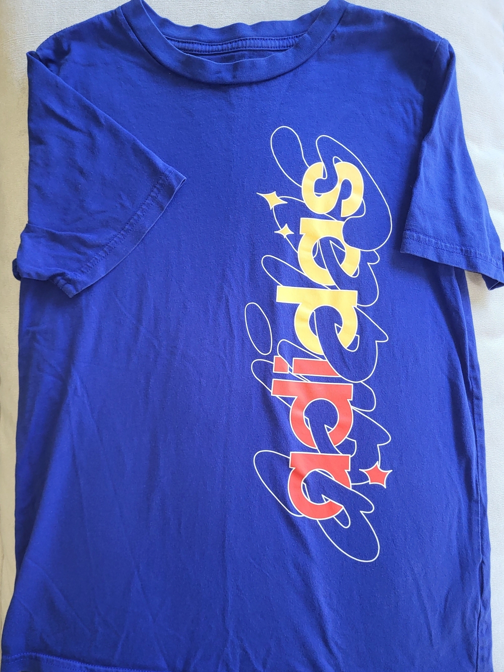 adidas Blue Crewneck Tee with Logo Print